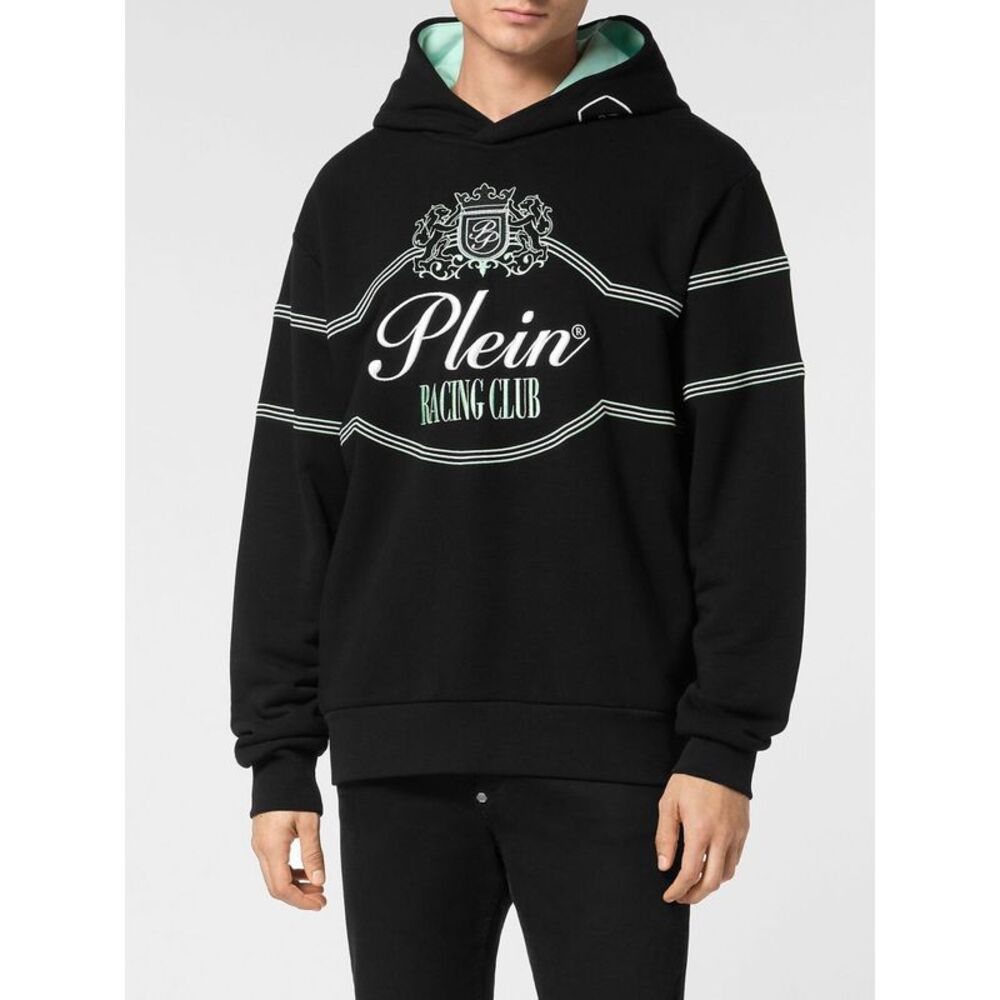 Philipp Plein Men Relaxed Fit Cotton Hoodie Philipp Plein With Embroidered Logo